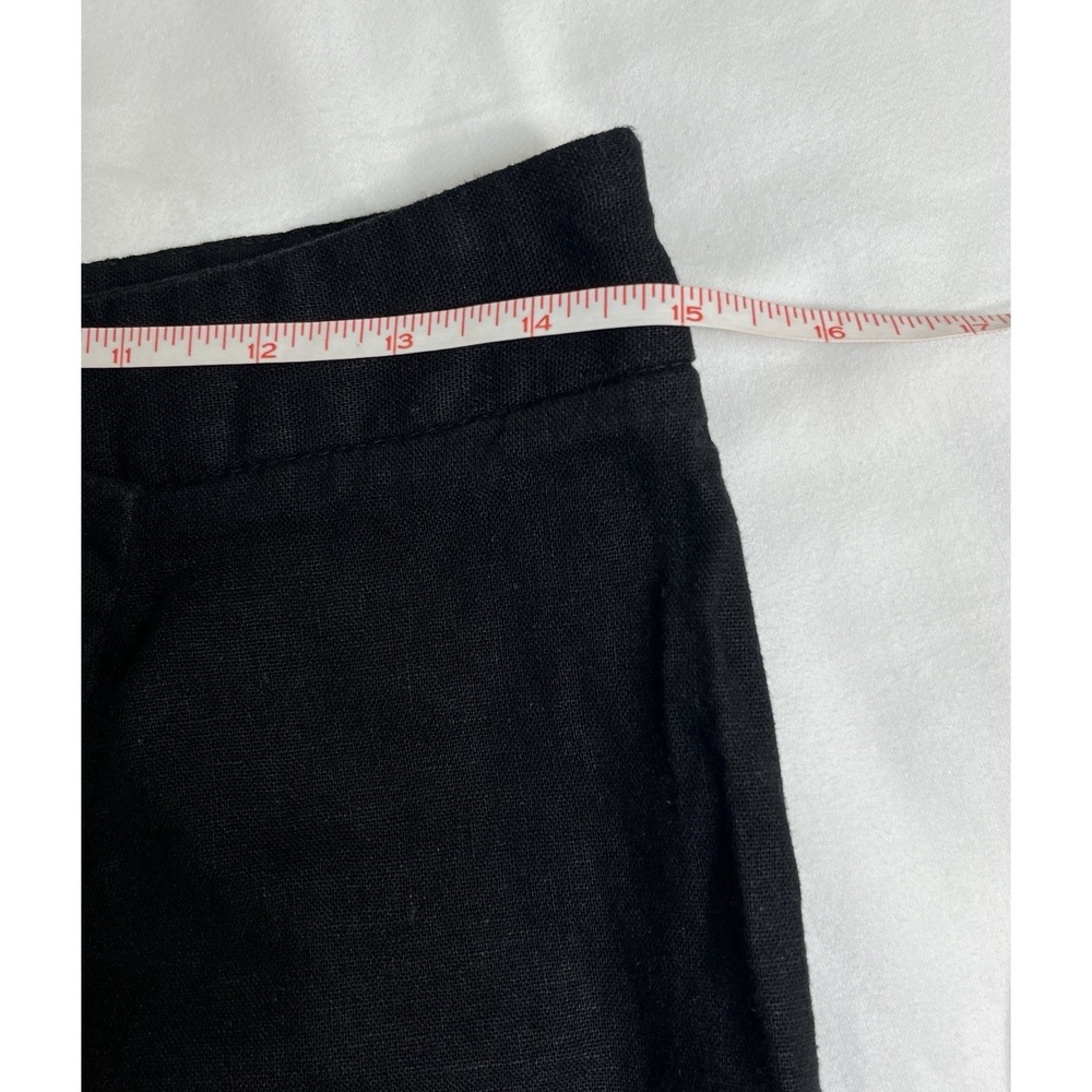 ZARA Wrap Front Wide Leg Lagenlook Pants Womens M Medium Black Linen Blend Chic - Picture 9 of 12